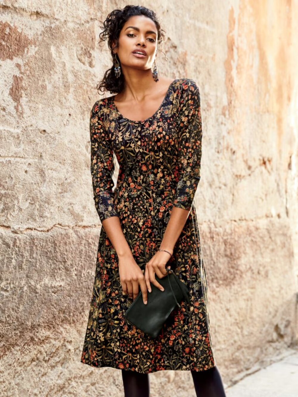 Peruvian Connection Giuliana fit and flare midi botanical print dress